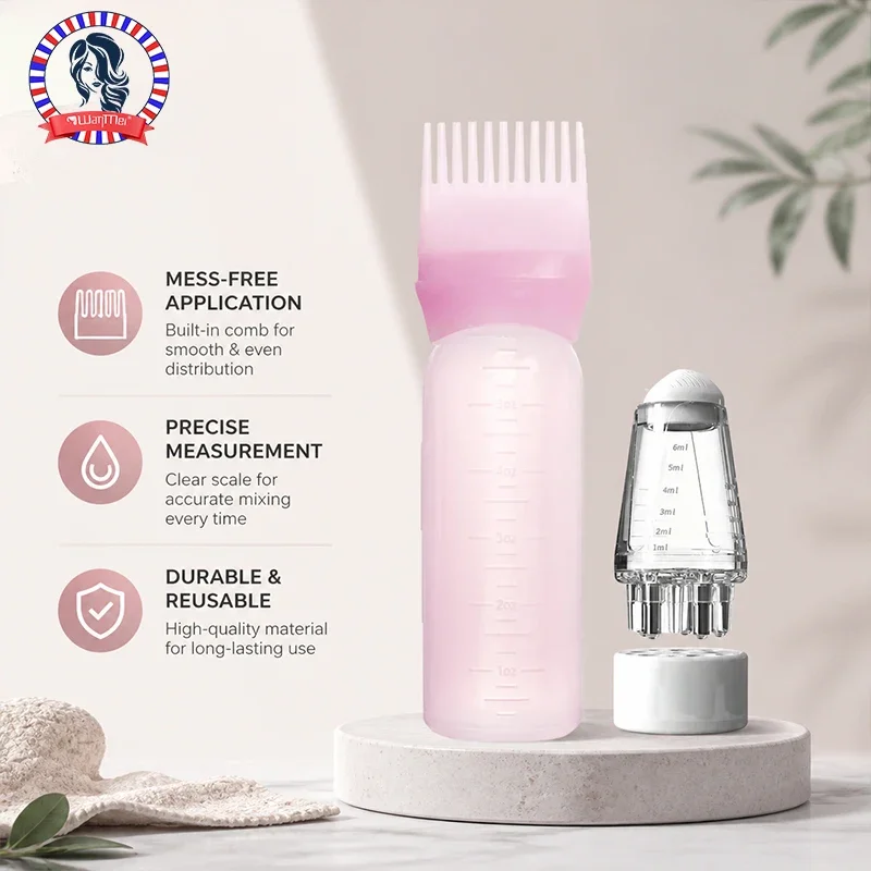 2PCS Hair Care Tool Set, 180ml/6.09oz Scalp Hair Oil Root Applicator Comb Bottle, Mini 1ml Drip Hair Growth Massager Applicator
