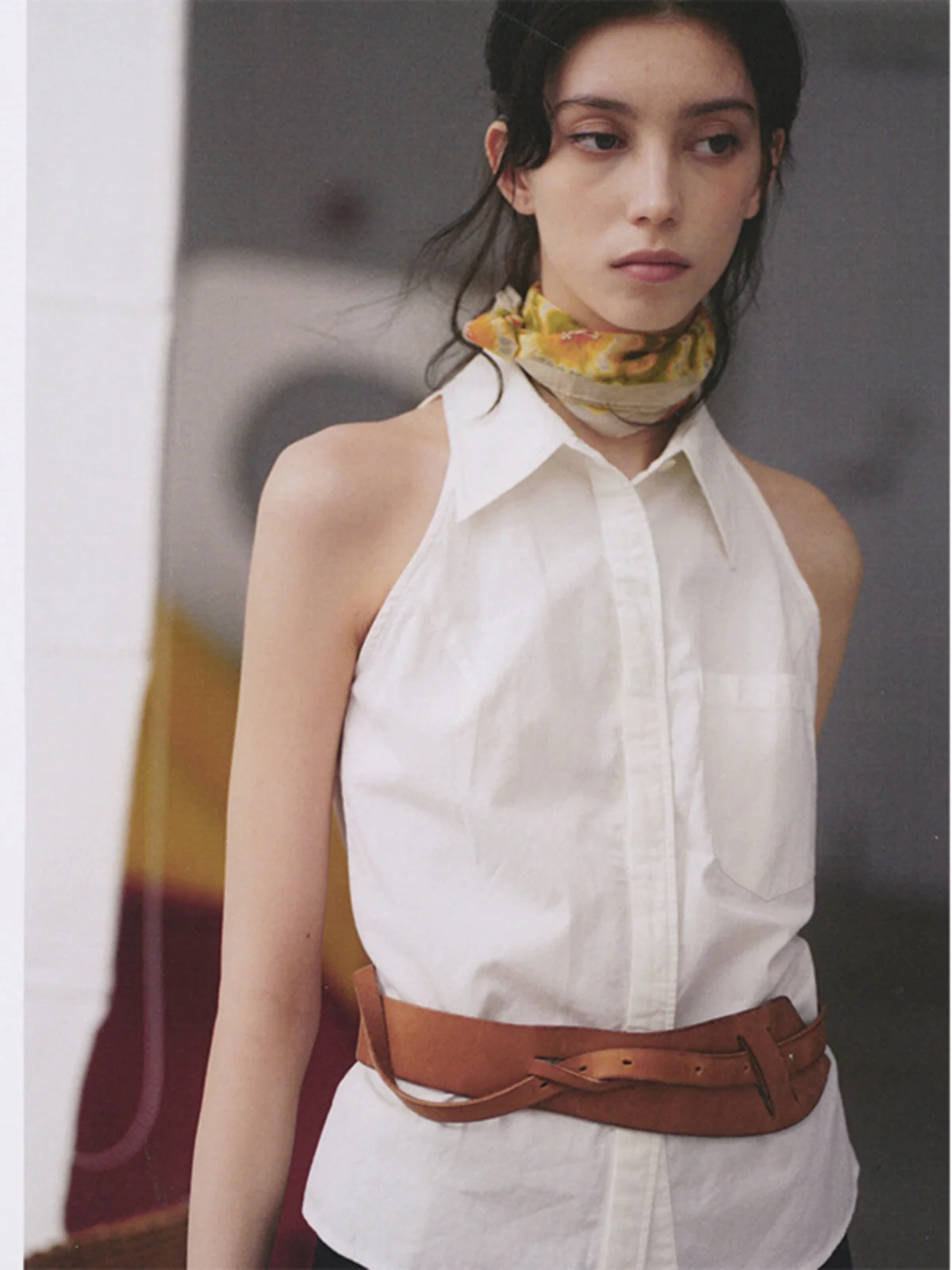 سترة نسائية لربيع 2025 من الشيفون الأبيض الناعم والصديق للبشرة irt كورية Sle للتنقل لون نقي وطول عادي #4