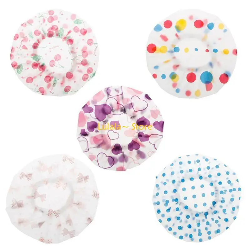 Y4QA Shower Caps for Women Waterproof Reusable Shower Hair Caps Flower Print for Long, Short and Curly Hair for Babies