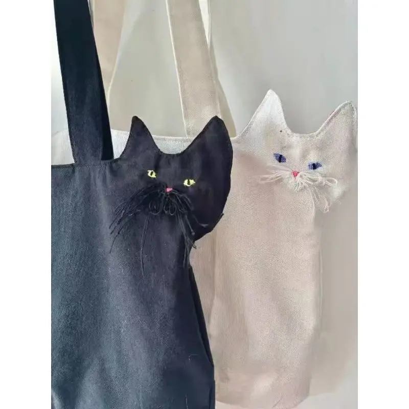 100% Cotton Bag 2026 New Fashion Simple Cat Vintage High-Capacity Shoulder Bag Handbag Mori Girl - view 6