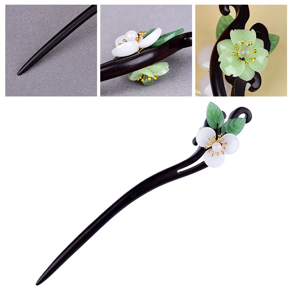 

Retro Simple Hairpin Style Green Women Hair Accessory Ebony Stick Durable Vintage Women Hair Accessory Traditional