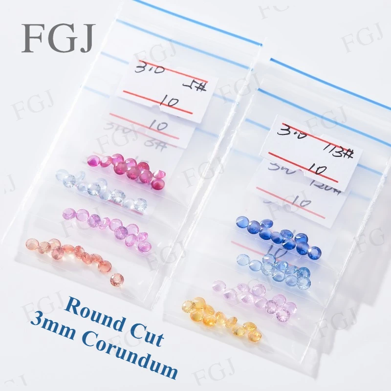 

3.0mm Colorful Corundum Round Cut Synthetic Sapphire Loose Stone Beads for Women Jewelry Wedding Birthday Gifts Wholesale Price