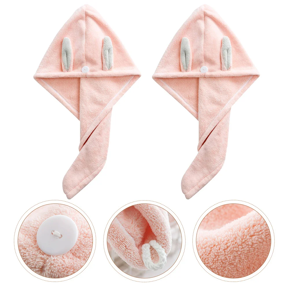 

NOLITOY 2pcs Fast Drying Hair Towel Turban Fleece Bath Cap for Women Practical Hair Drying Tool Soft Wrap