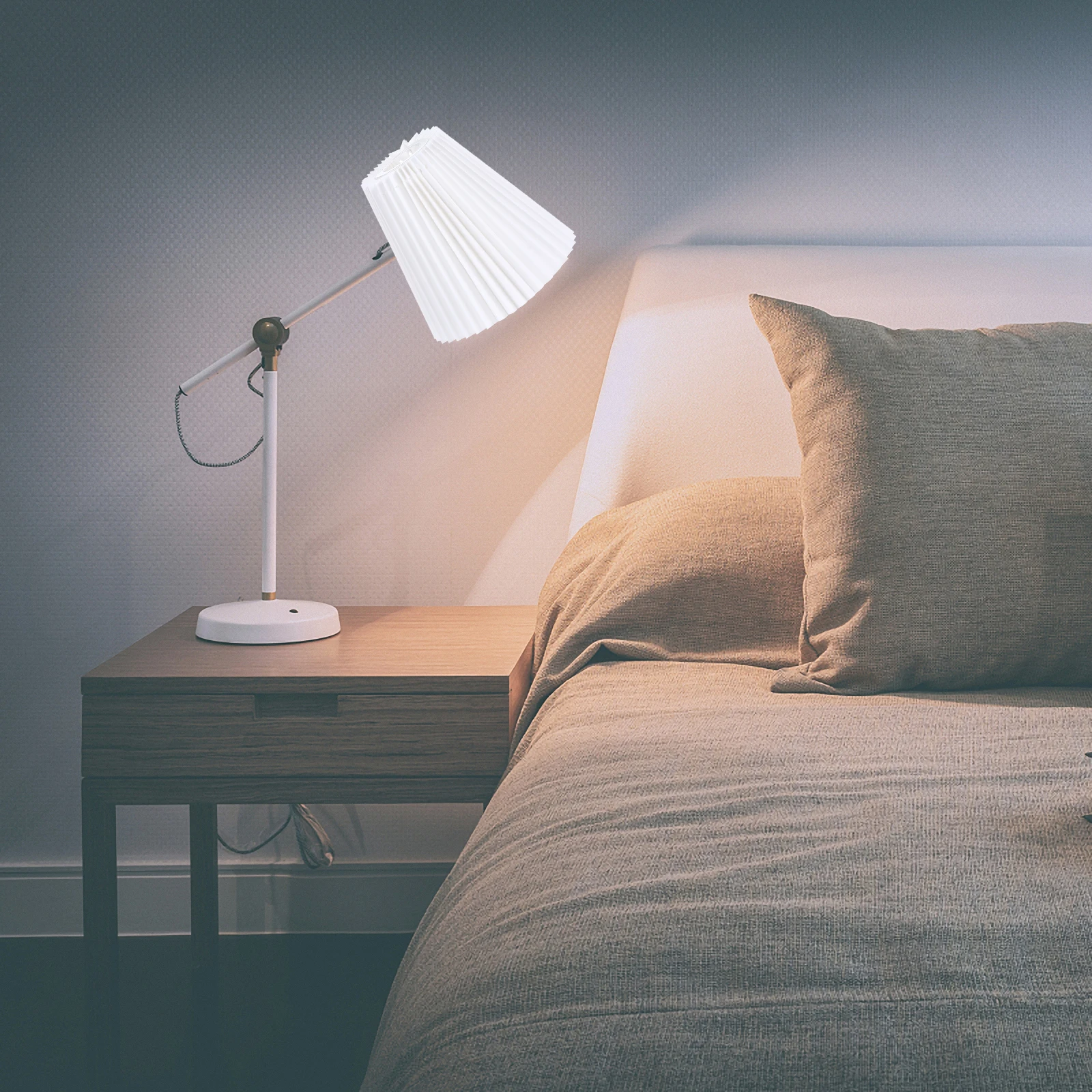 

Cloth Lampshade Table Lamp Light Shell Cover Pleated Shade Dust Cover Metal Structure Paper Mini Black Floor C