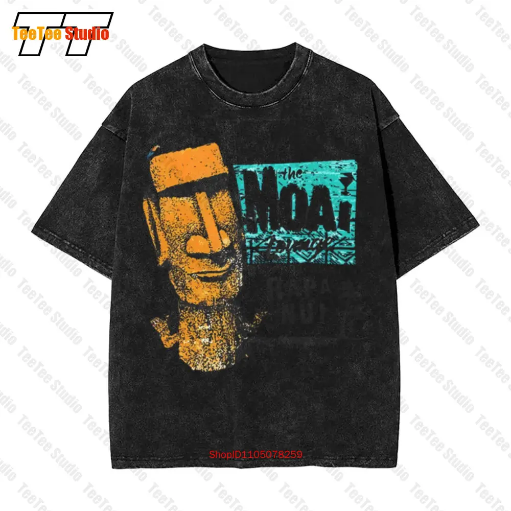 Tiki Bar Moai Totem Rapa Nui Estátua da Ilha de Páscoa Camiseta vintage de grandes dimensões VDSC