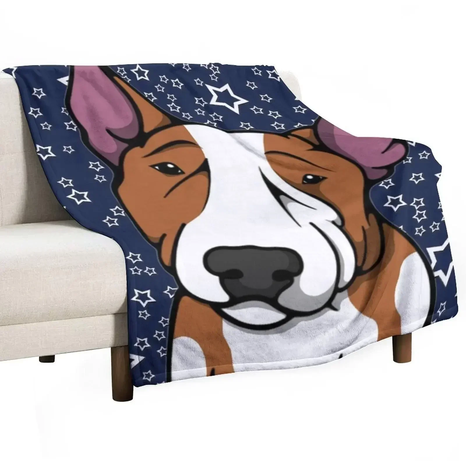 Starry English Bull Terrier Throw Blanket Decorative Sofas decorative Large Plush Blankets