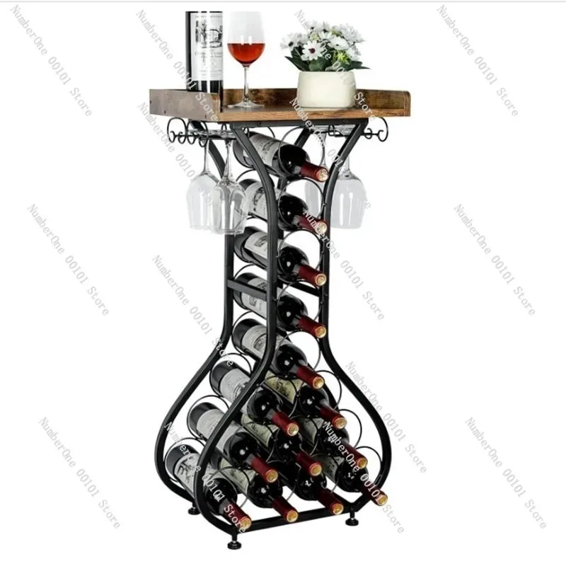 Gabinete moderno de pie para vino con estantes de almacenamiento, soporte de exhibición de vino de metal para restaurante, bar y sala de estar