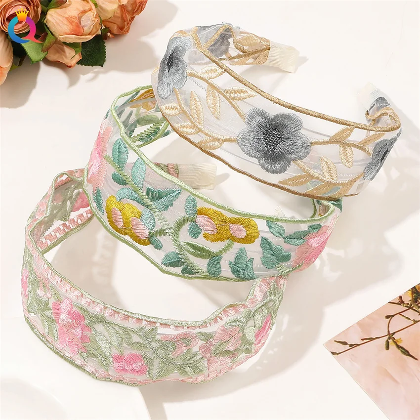 

Lace Embroidered Flower Hairbands Headband Women Girls Scrunchies Hair Head Hoop Bands Accessories Headdress Headwear Ornament