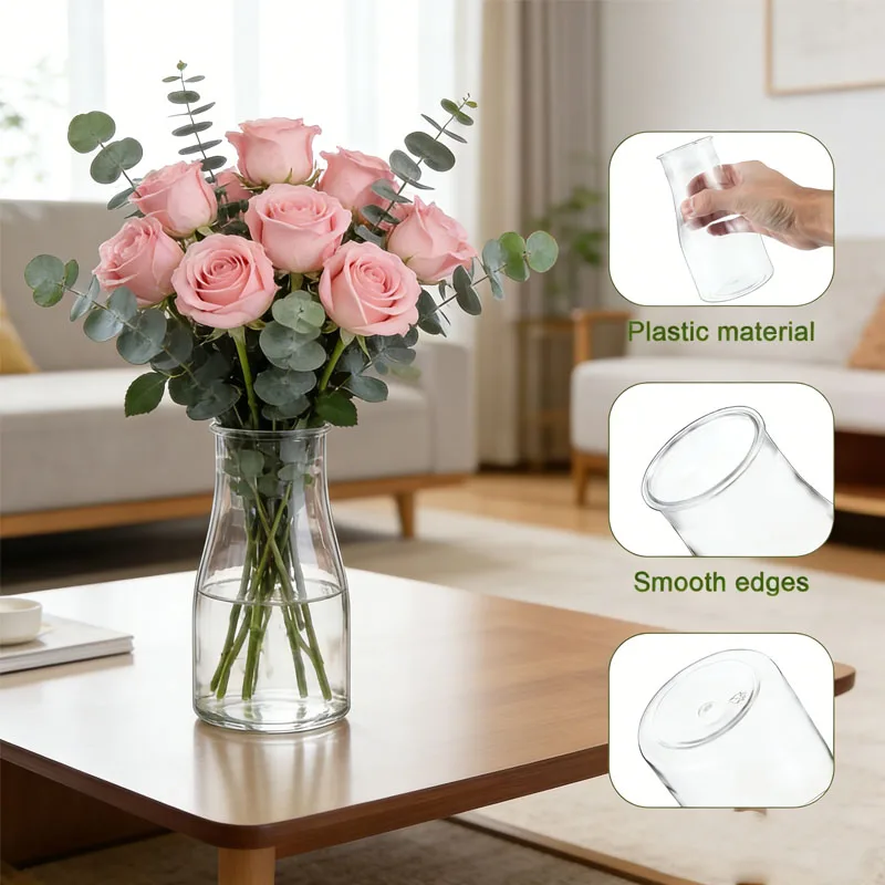 New Arrival Plastic Vases Flared Top Small Flower Vases for Wedding Centerpieces Party Table Decor, Formal Dinner