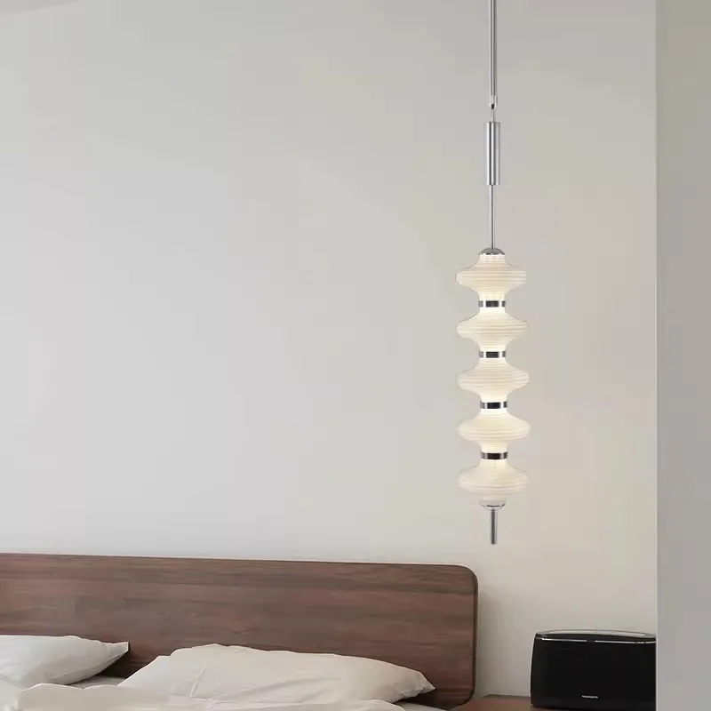 French Creative Glass Pendant Lamps Bedroom Bedsides Living Room Study Designer Telescopic Pole Ceiling Chandeliers Home Decor