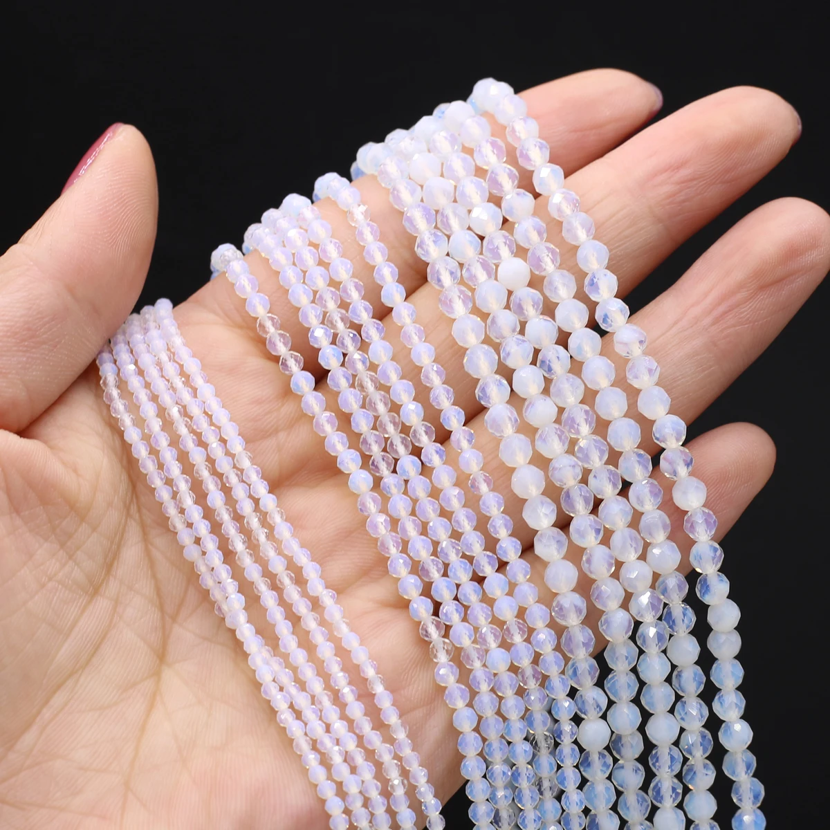 

2/3/4mm Round Faceted Natural Stone Opal Beads for Jewelry Making Supplies DIY Women Necklace Bracelet Accessories Materials