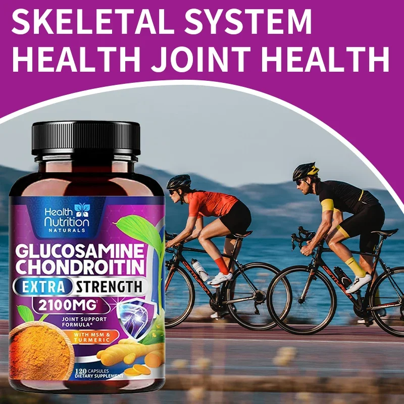 Glucosamine with Chondroitin Turmeric MSM, Triple Strength for Adult Men and Women Bone, Knee, Joint & Back Comfort, Immunity