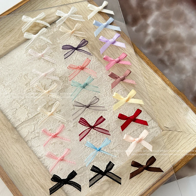 

Exquisite French Organza Bow Tie Bowknot Mesh Ribbon Nail Art Decorations Charm Manicure Tool Accessories Tip Supplies Wholesale