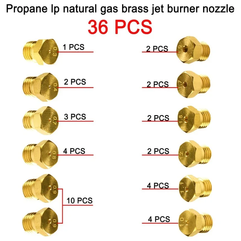 High-Efficiency M6 Orifice Conversion Kit for Range Stove Brass Jet Nozzle Compatible with LPG Propane and Natural Gas Burner