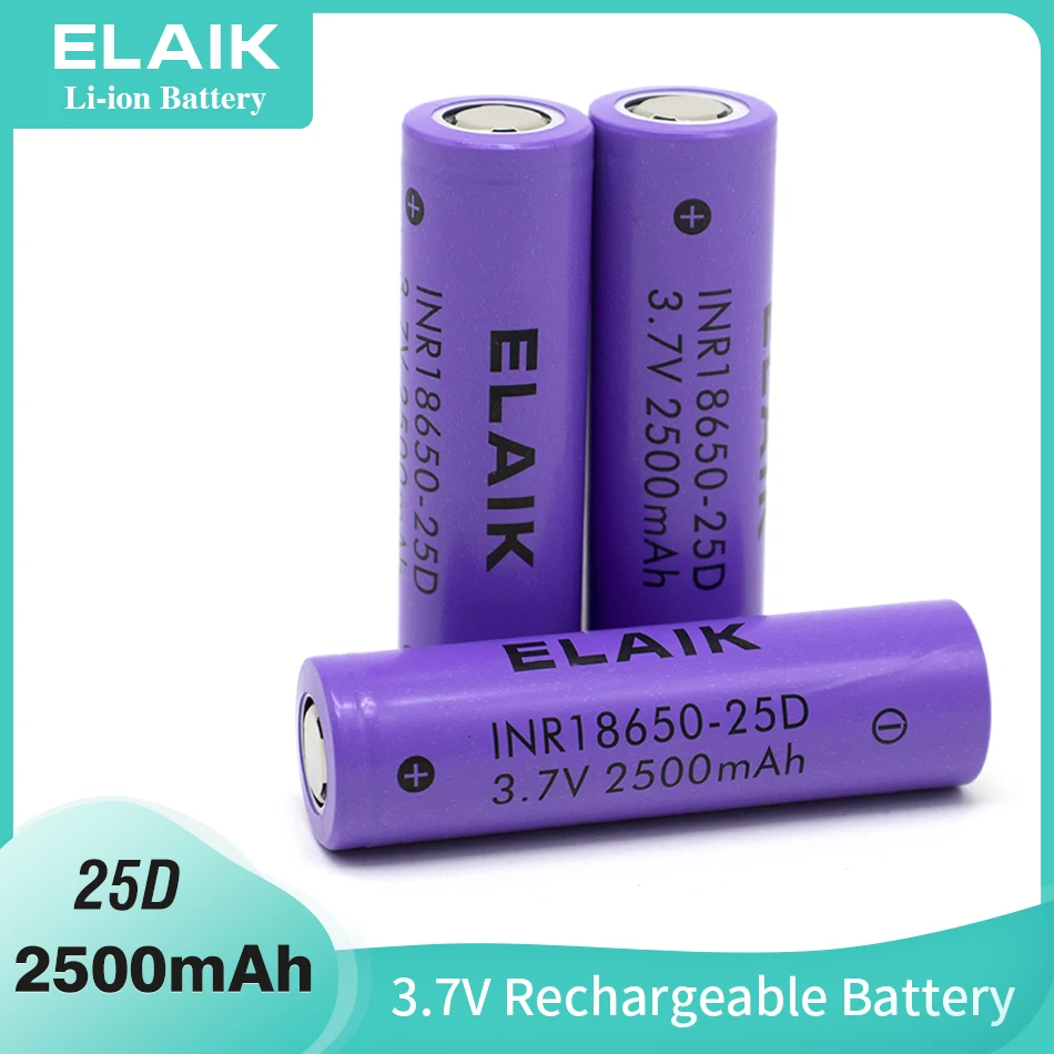 ELAIK-baterías recargables de litio para Dron, baterías de descarga continua de 20a, 3,7 v, 18650, 25D, 2500mAh, 8 piezas, nuevas y originales