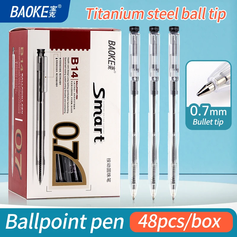 BAOKE B14 0.7mm Retractable Ballpoint Pen 48pcs/box