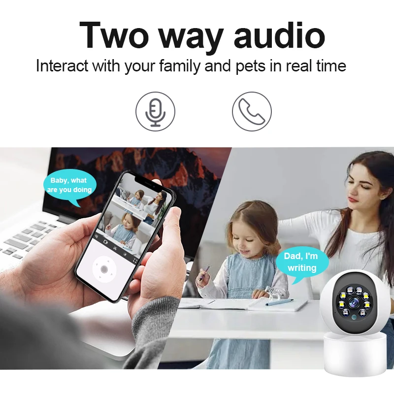 Telecamera PTZ Wifi 3MP/5MP 360 sicurezza domestica rilevamento automatico rilevamento umano telecamera IP Wireless Audio bidirezionale Baby Monitor