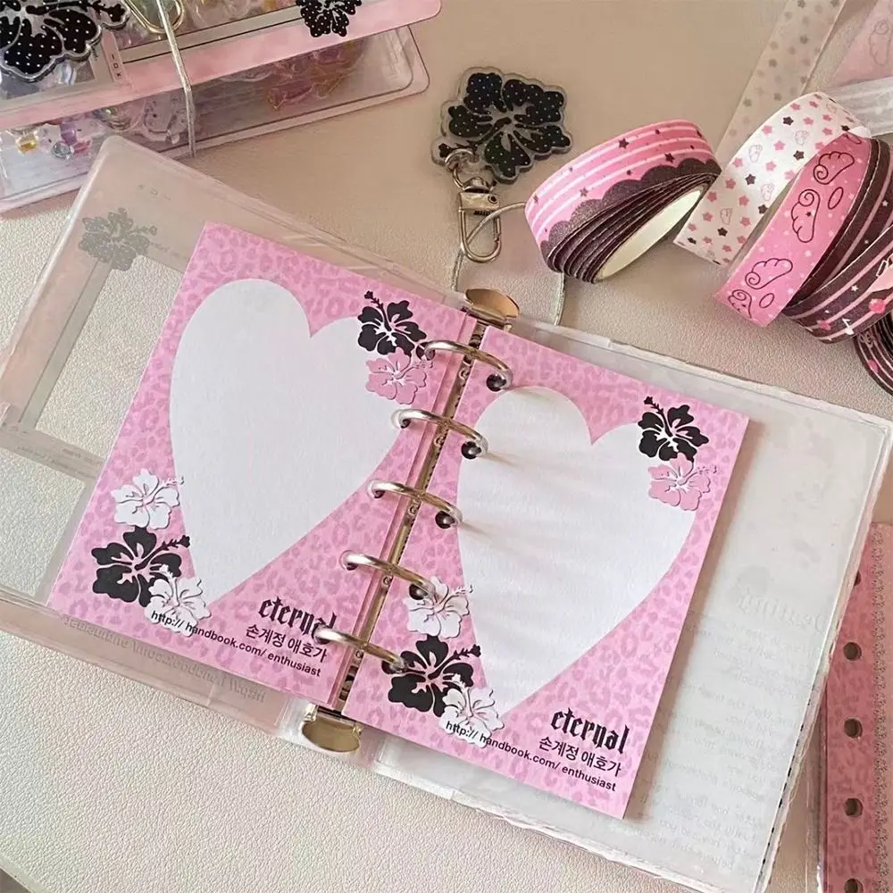 Multi-functional Hibiscus Pattern Mini M5 Journal Transparent Loose-leaf Design Pocket Notebook Planner Book School Office