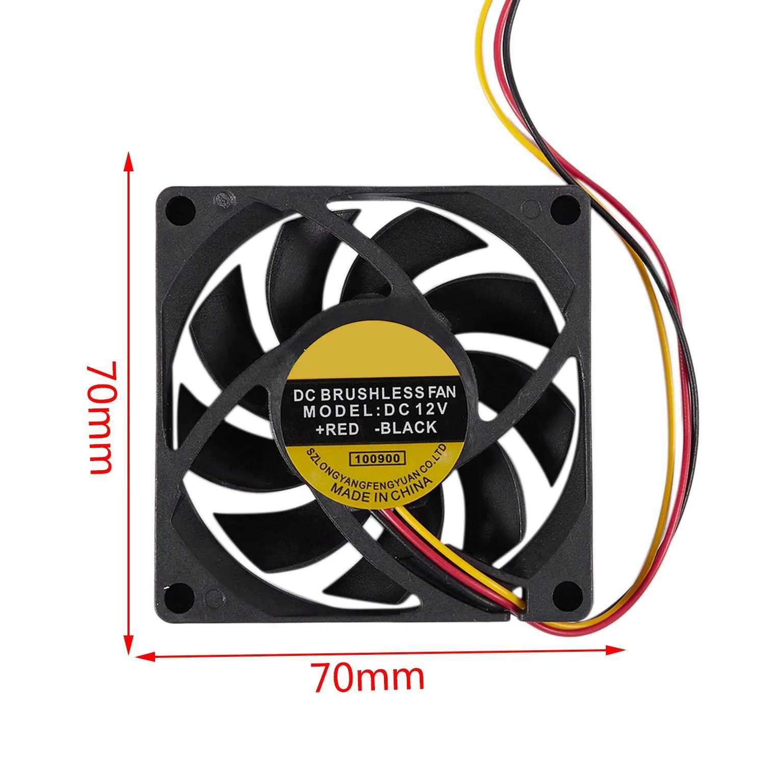 Ventilateur de refroidissement sans balais noir, boîtier d'ordinateur, CPU, DC, 70x70mm, 12V, 3 broches