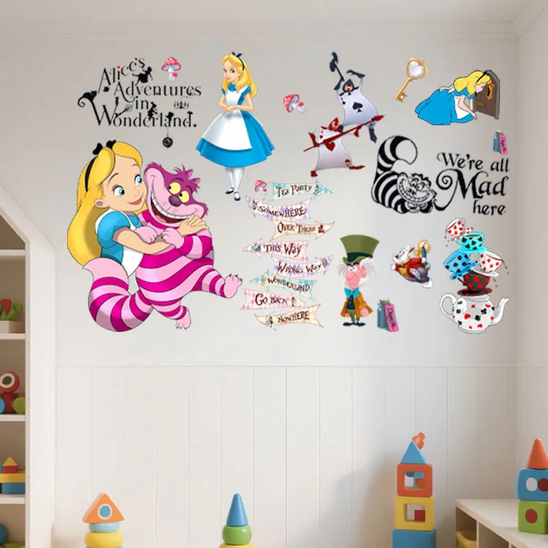 1 ملصق حائط للمطبخ العالمي من Disney Alice in Wonderland، ديكور المطبخ، عمل فني، لمسة نهائية لامعة، مثالي للمطابخ والخزائن وغرف الطعام