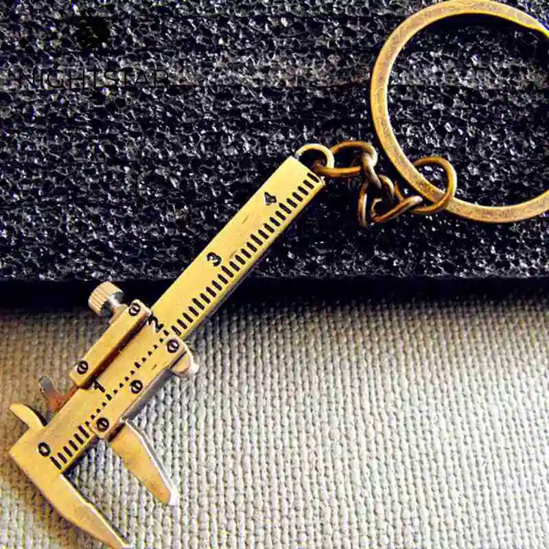 Metal Movable Vernier Caliper Ruler Key Chain Model Keychain Keyring Keyfob Tool Color/ Sliver Gold