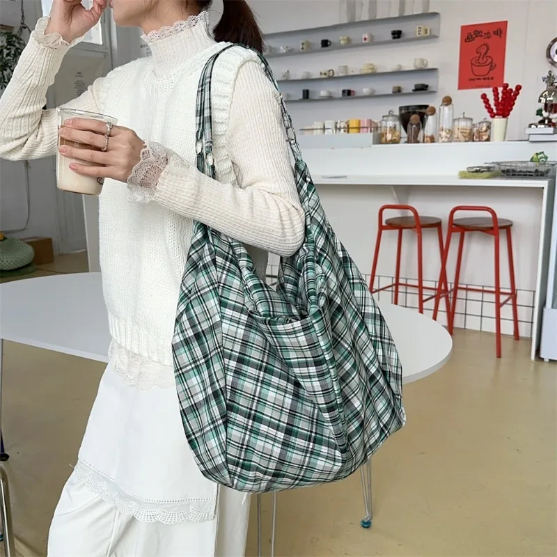 

Casual Lazy Style One-shoulder Underarm Tote Bag Women Daily Versatile Bag Color Plaid Bag 2025 Large-capacity Bag Shoulder Bag
