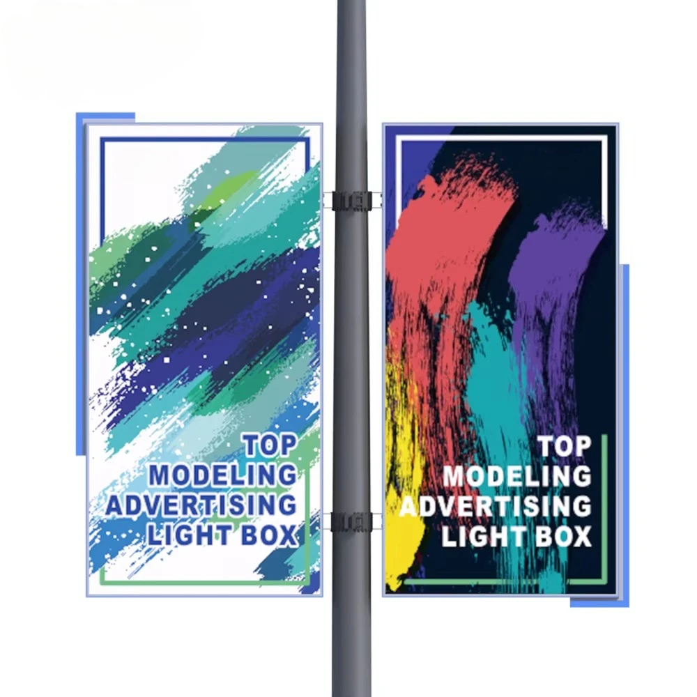 Lamp Pole Light Box Fabric Light Box Illuminated Sign Board Double Sided Backlit Fabric Billboard Outdoor Light Box