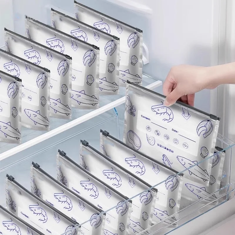10 Stück/Beutel Lebensmittel-Aufbewahrungsbeutel, Küchen-Aluminiumfolie-Frischhaltebeutel, Gefrierbeutel mit Reißverschluss, große Kapazität, wiederverwendbar – Detail 8
