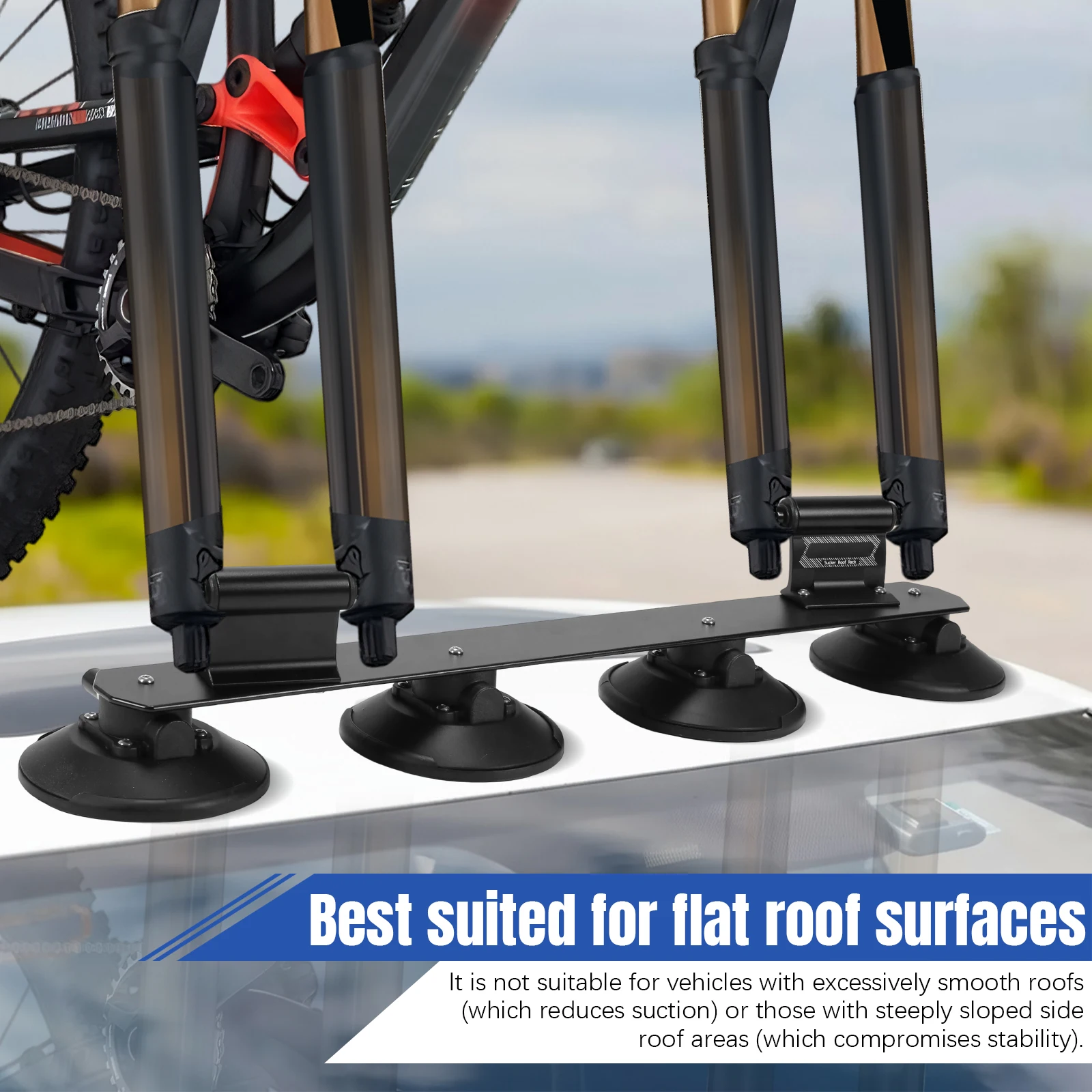 

Велокрепление на крышу автомобиля из алюминиевого сплава с вакуумными присосками для шоссейных и горных велосипедов