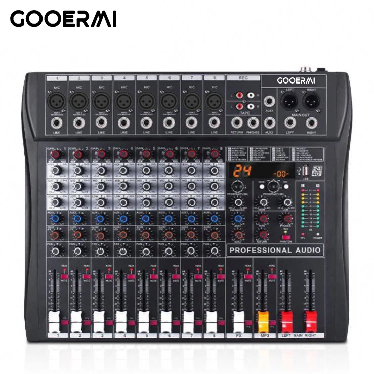 RX8-6 8 Channels and 24 Kinds of DSP Professional Digital Mixer, Studio, Karaoke Room, DJ Controlled Audio Mixer.
