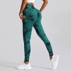 New Seamless Tie Dye Yoga pantaloni Leggings sportivi donna vita alta Push Up collant allenamento Fitness tasca laterale pantaloni abbigliamento da palestra