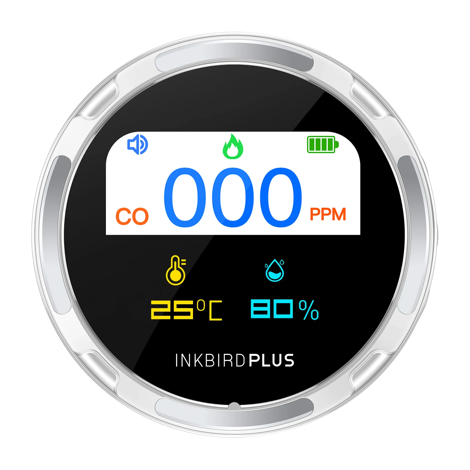 INKBIRDPLUS 실내 일산화탄소 감지기, HD10 IP65 방수 온도 습도 CO 모니터, 가청 알람 포함 