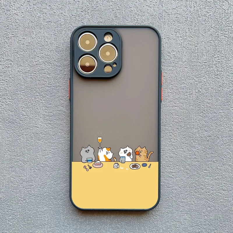 Niedliche Cartoon-Katzen-Illustrations-Handyhülle für iPhone 17 16 15 Pro Max Hüllen iPhone 14 13 12 11 Pro Max Mini XS XR X 16 PlusCover – Detail 4