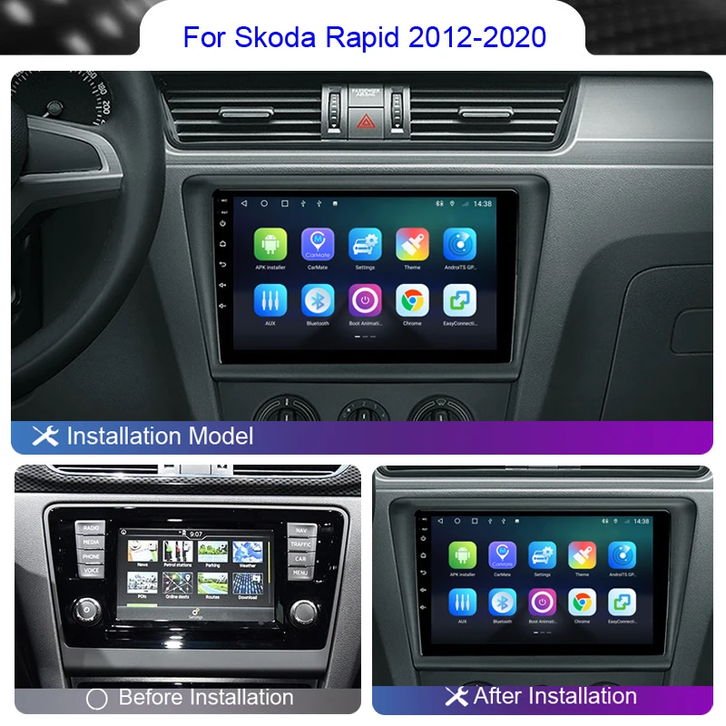 2 Din Android Car Radio Carplay Multimedia For Skoda Rapid 2012 2013 2014 2015 2016 - 2020 4G Wifi GPS DVD DSP Autoradio Stereo