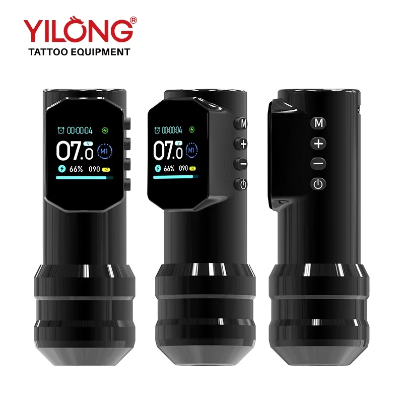 

Black Warrior Large Color Screen Digital Display DM Wireless Tattoo Machine 1500mAh Powerful LowNoise Motor For Permanent Makeup