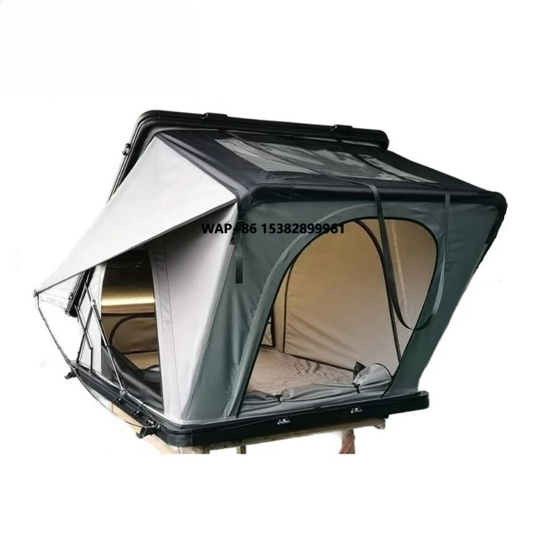 

HOTO Car Rooftop Tent Box Roof Top Lightweight Triangle Tent 2 Person Hard Shell Aluminum Rooftop Tents for SUV Outdoor Camping