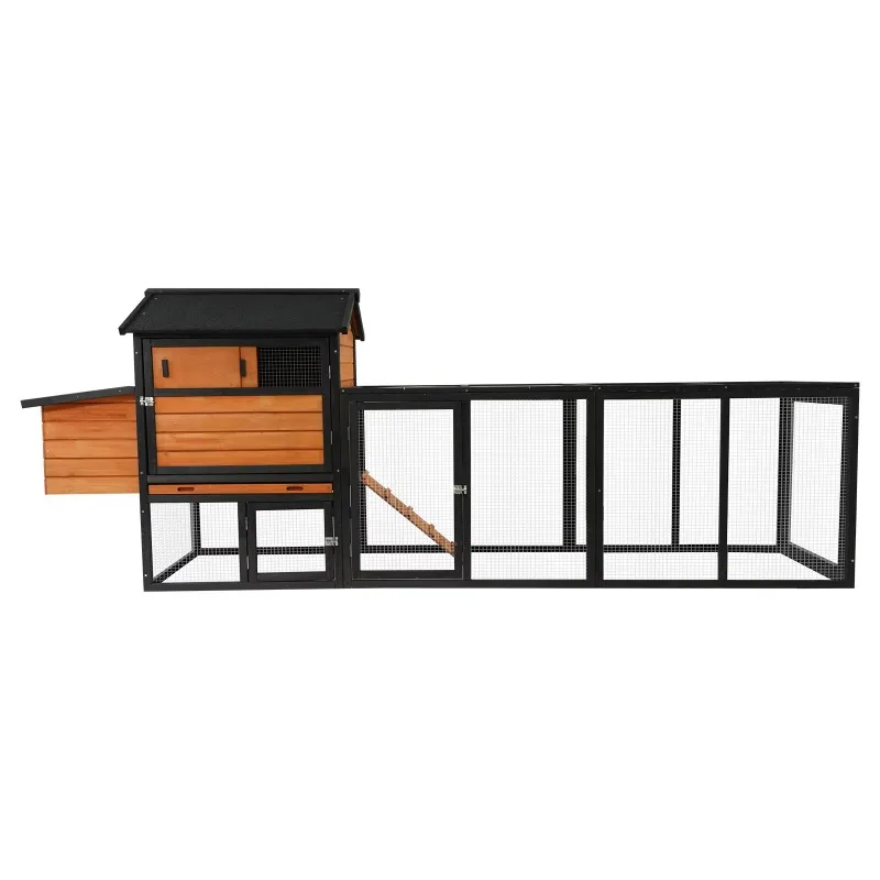 

Wooden Chicken Coop, Large Outdoor Hen House with Run and Nesting Box Poultry Cage and Aninal Accessories
