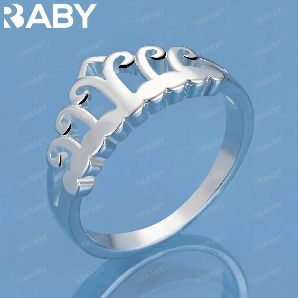 

URBABY 925 Sterling Silver Size 7-10 Crown Ring For Women Fashion Jewelry Charm Grace Noble Wedding Accessories