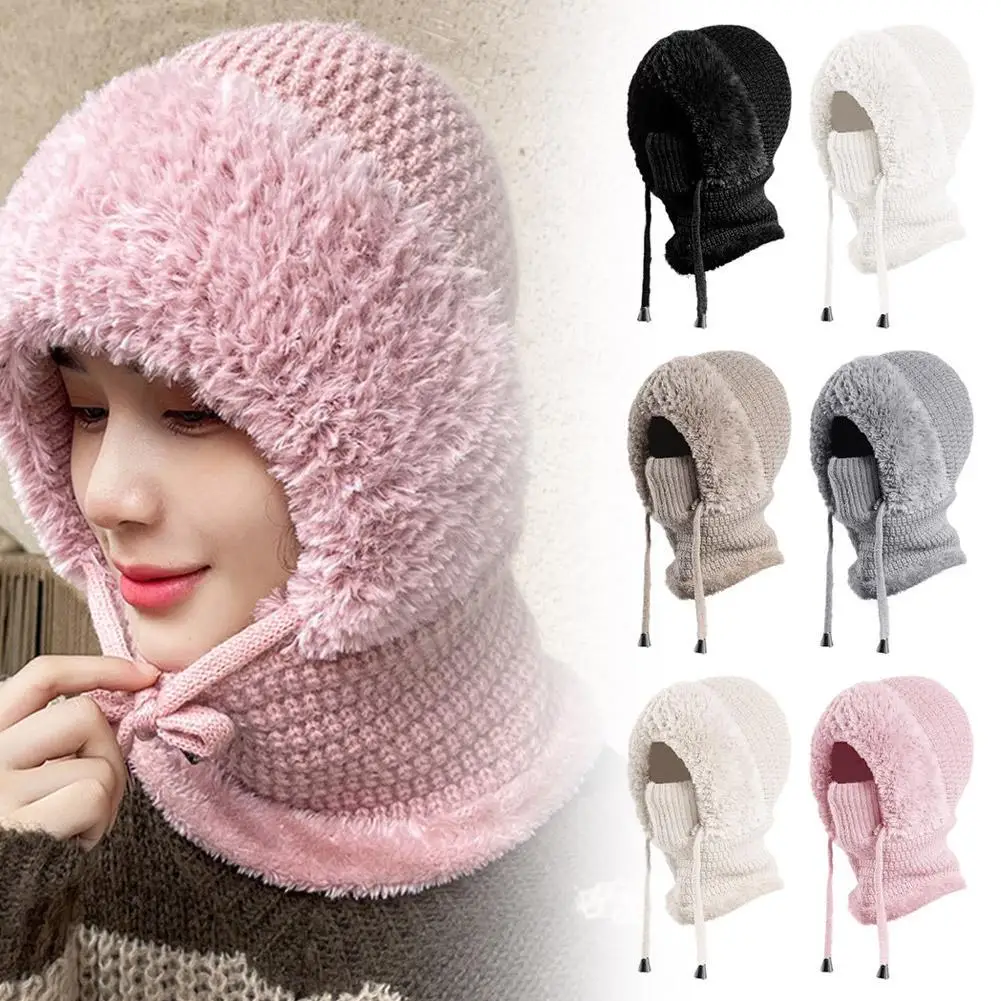 3 in 1 Winter Balaclava for Women Masked hat Winter Warm Hat with Mask and Neck Warmer Cycling Cold Weather Protection