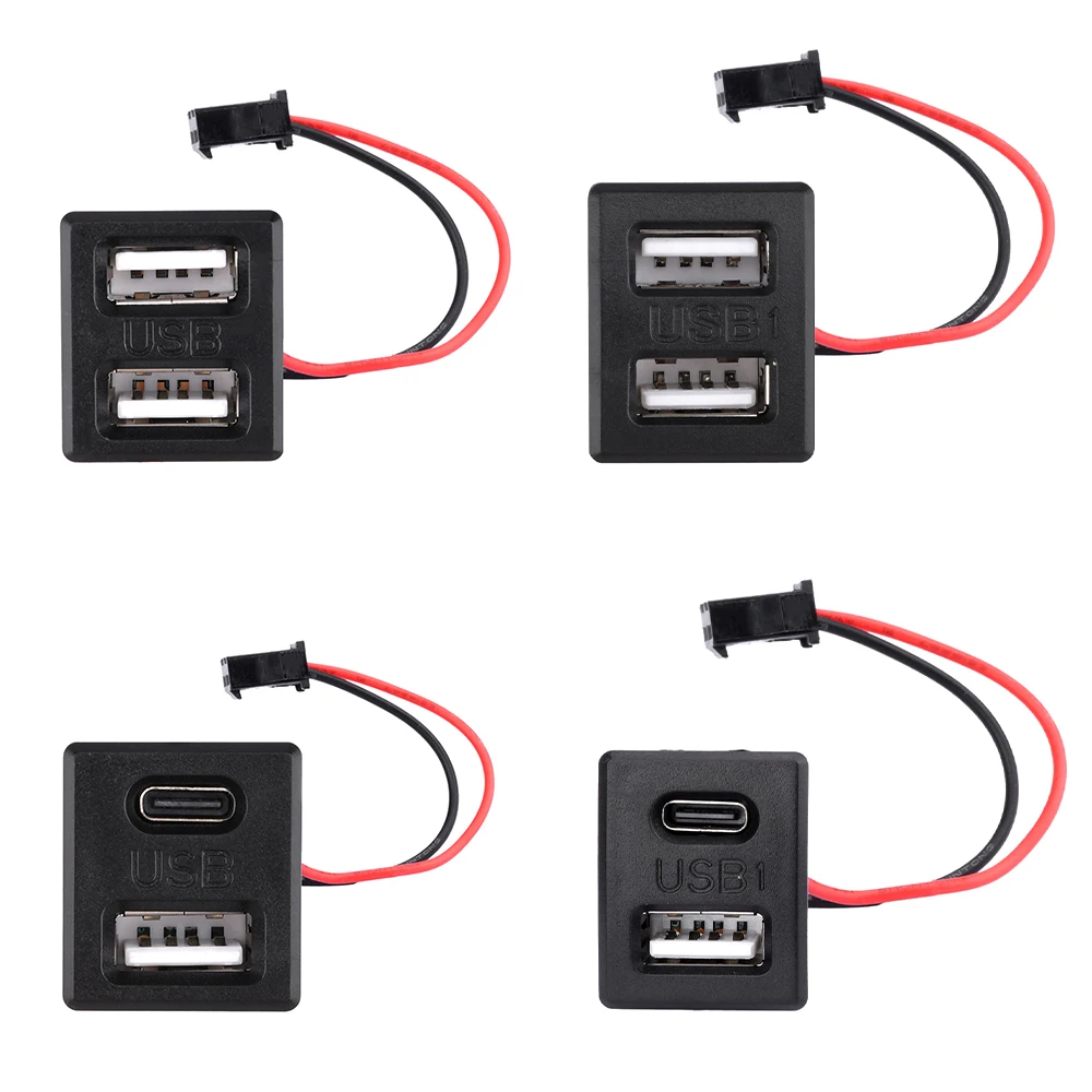 Dual Port USB Type C Waterproof Charging Socket, Solder Wire Direct Press Type, PVC Material for Light Home Appliances