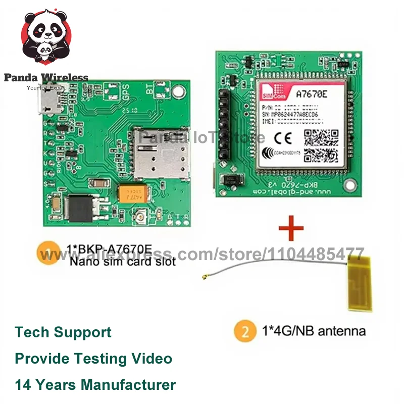 Simcom A7670E LTE Cat1 Module BK-A7670E Single SIM Card Slot Multi-Band GSM GPRS Board with Optional GPS for M2M Applications