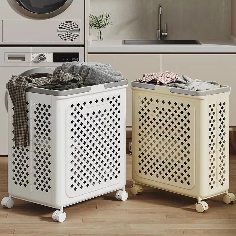 

Household New Products Multifunctional Foldable Laundry Basket Toys Clothes Plastic Storage Basket with Wheel Handles