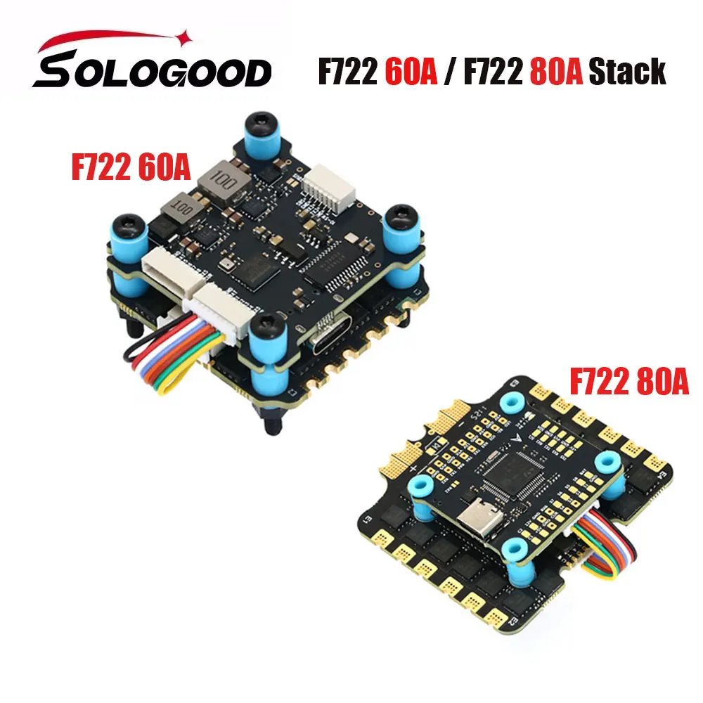 

SoloGood F722 60A Stack / 80A Stack ICM42688P F722 Контроллер полета BLS 60A / BLS 80A 4in1 ESC 30,5X30,5 мм 2-6S для FPV Drone