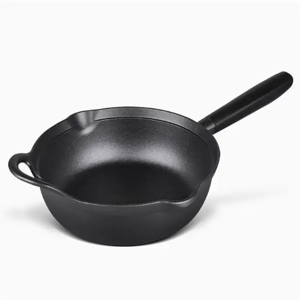Cast iron pan 24cm, die-cast uncoated pan with ebony handle, made in China