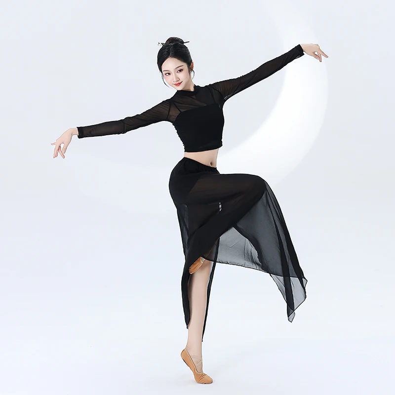 

Женский современный лирический танцевальный костюм без рукавов со стразами, сетчатое трико, платье для балета, гимнастики, катания на коньках