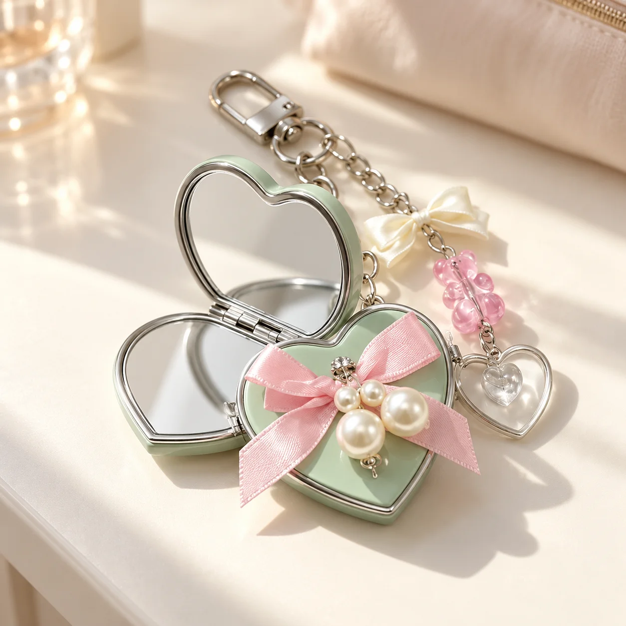 Compact Mirror Metal Keychain Mirror Makeup Mirror Keychain Zinc Alloy For Backpacks Quick Touch Ups Handbags