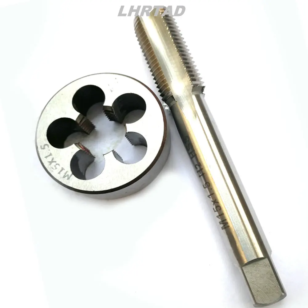 Imagem -05 - Hss Straight Flute Torneiras e Morre Grupo Metric Thread Plug Tap de Mão e Round Die M15x2.0 M15x1.5 M15x1.25 M15x1.0 M15x0.75 M15x0.5