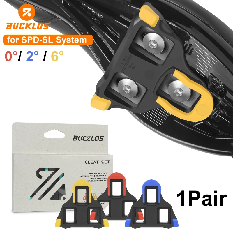 1 paire de cales de pédale de vélo BUCKLOS pour système SPD-SL, cales de pédale de vélo de route 0 °   2 °   6 °   Crampons pour Shimano SH10 SH11 SH12 Pièces de vélo