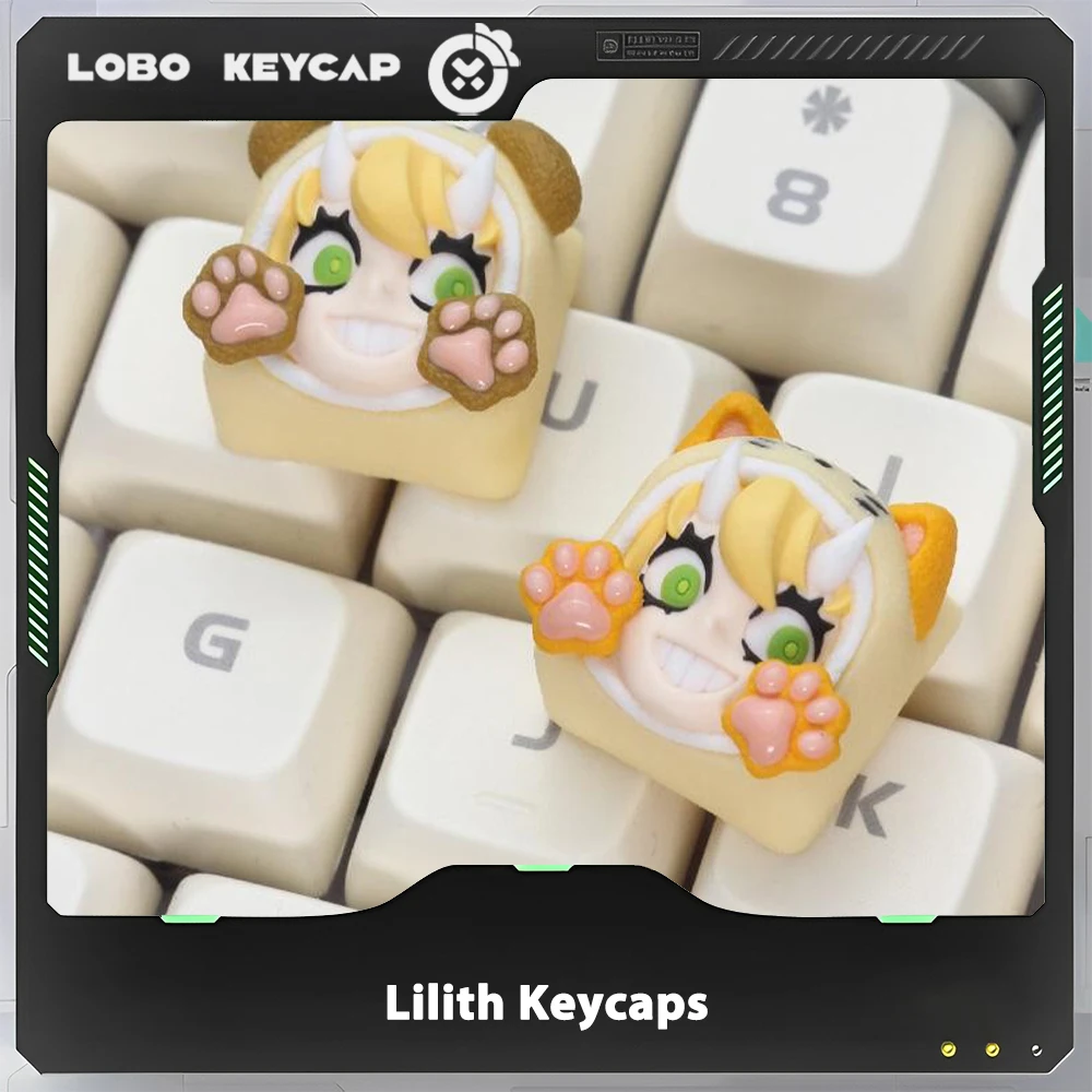 Колпачки для клавиш LOBO Lilith, милые колпачки для клавиш ручной работы из смолы, механические колпачки для клавиш, индивидуальные игровые аксессуары, подарок
