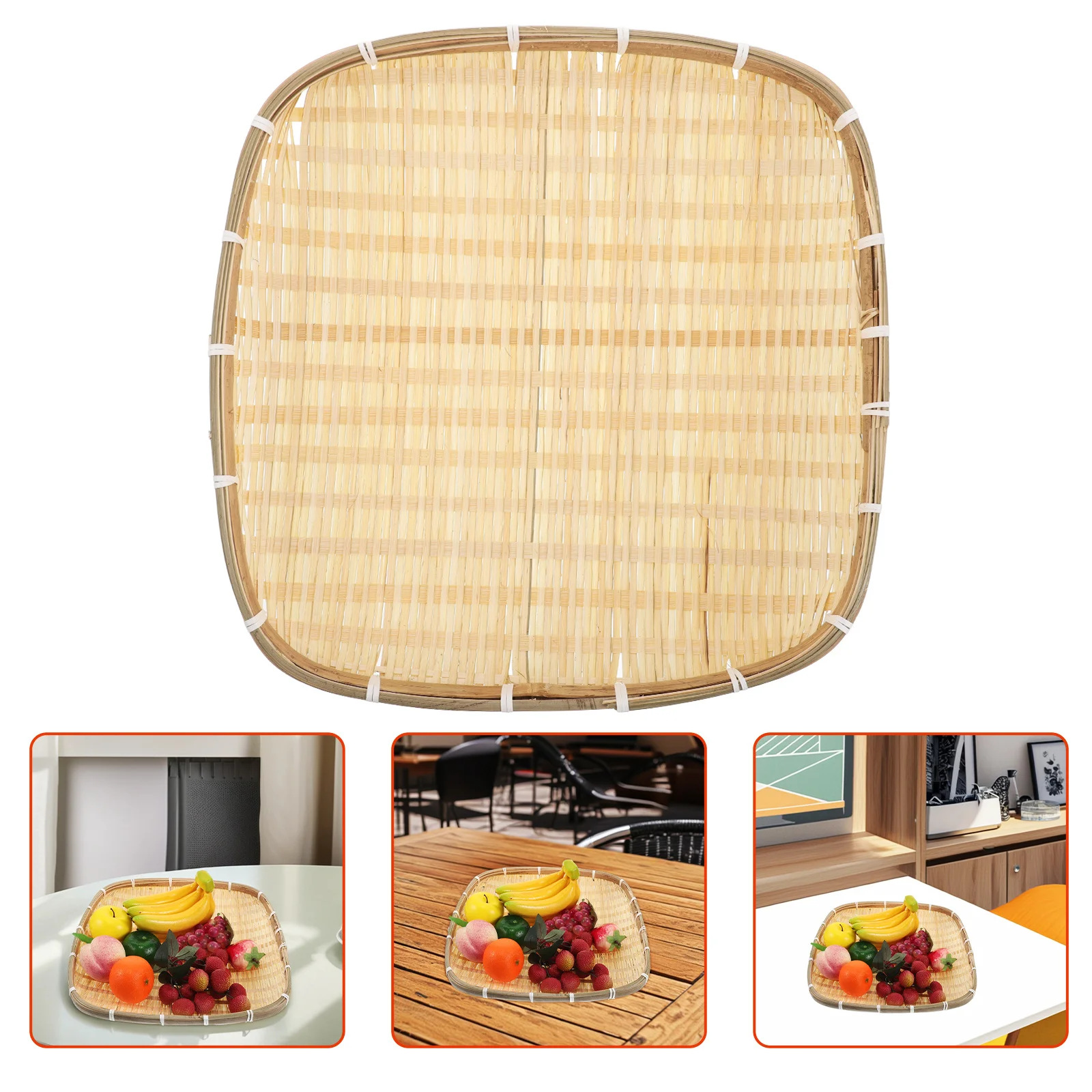 

Handmade Bamboo Woven Basket Tray Rustic Bread Fruits Vegetable Holder Kitchen Storage Serving Tray Bamboo Fruits Basket